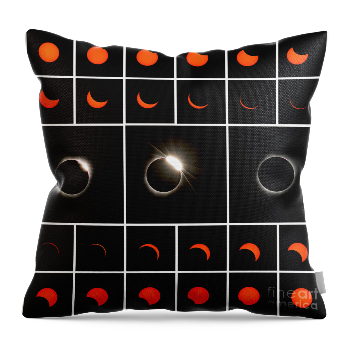 Solar Eclipse Throw Pillow featuring the photograph Solar Eclipse Composite by Mark Jackson