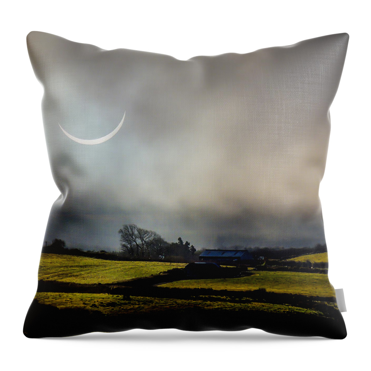 Ireland Throw Pillow featuring the photograph Solar Eclipse over County Clare Countryside by James Truett