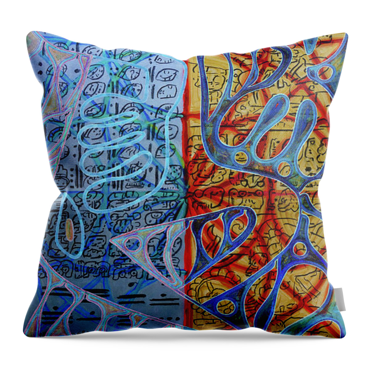 Guadeloupe Throw Pillow featuring the painting Solar moon by Jocelyn Akwaba-Matignon