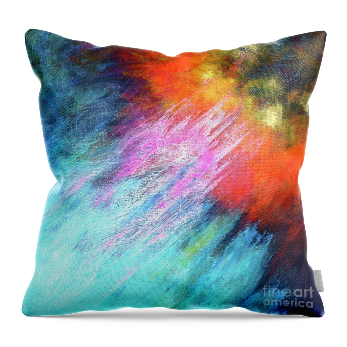 Title: Solar Vibrations. Fantasies In Space. A Series Of Acrylic Paintings On Canvas. Throw Pillow featuring the painting Solar Vibrations. acrylic abstract painting by Robert Birkenes
