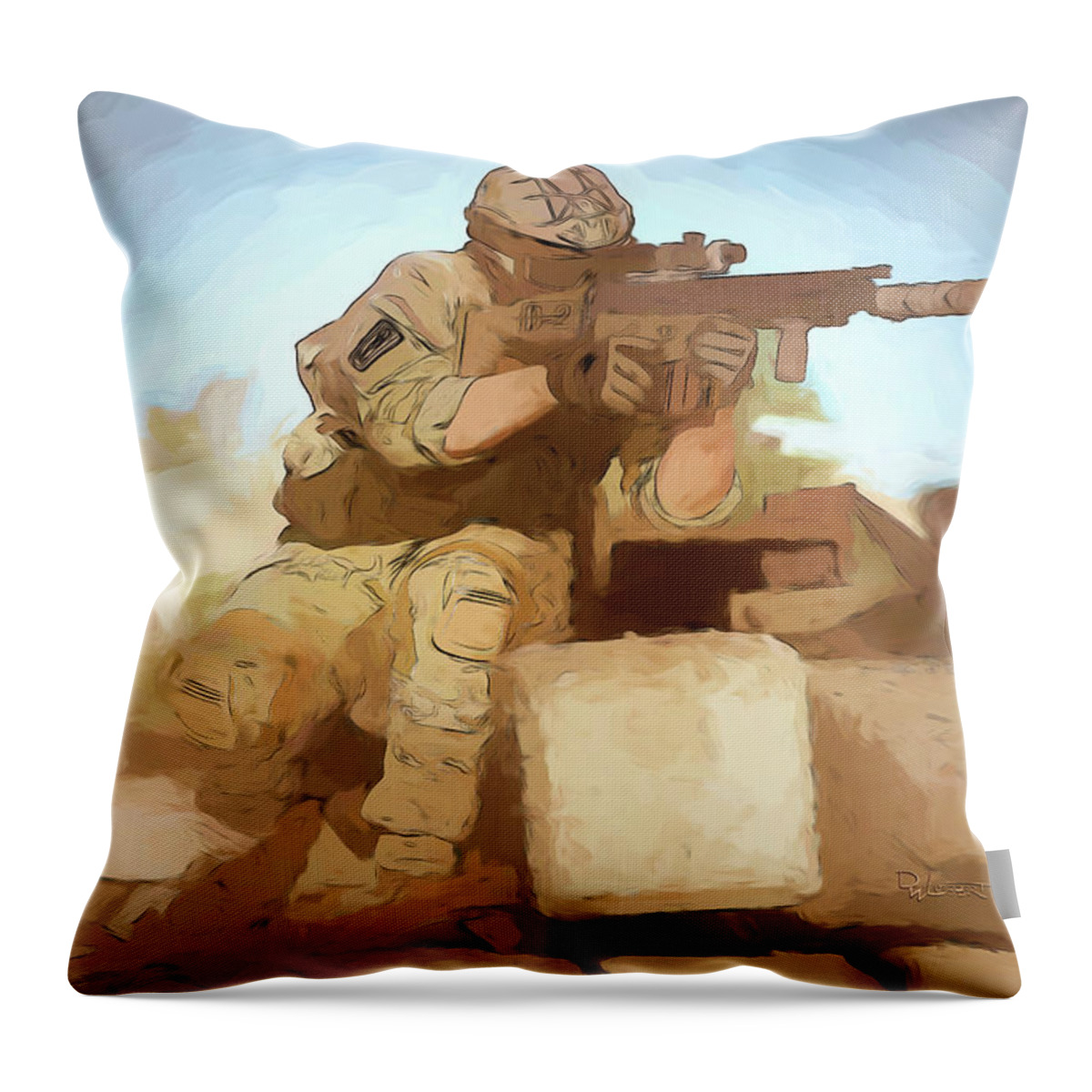 Soldier Throw Pillow featuring the digital art Soldier by David Luebbert