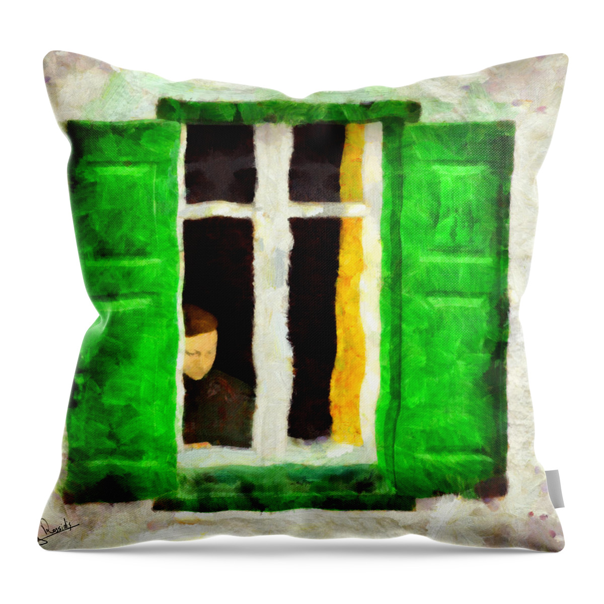 Solitude Throw Pillow featuring the painting Solitude by George Rossidis