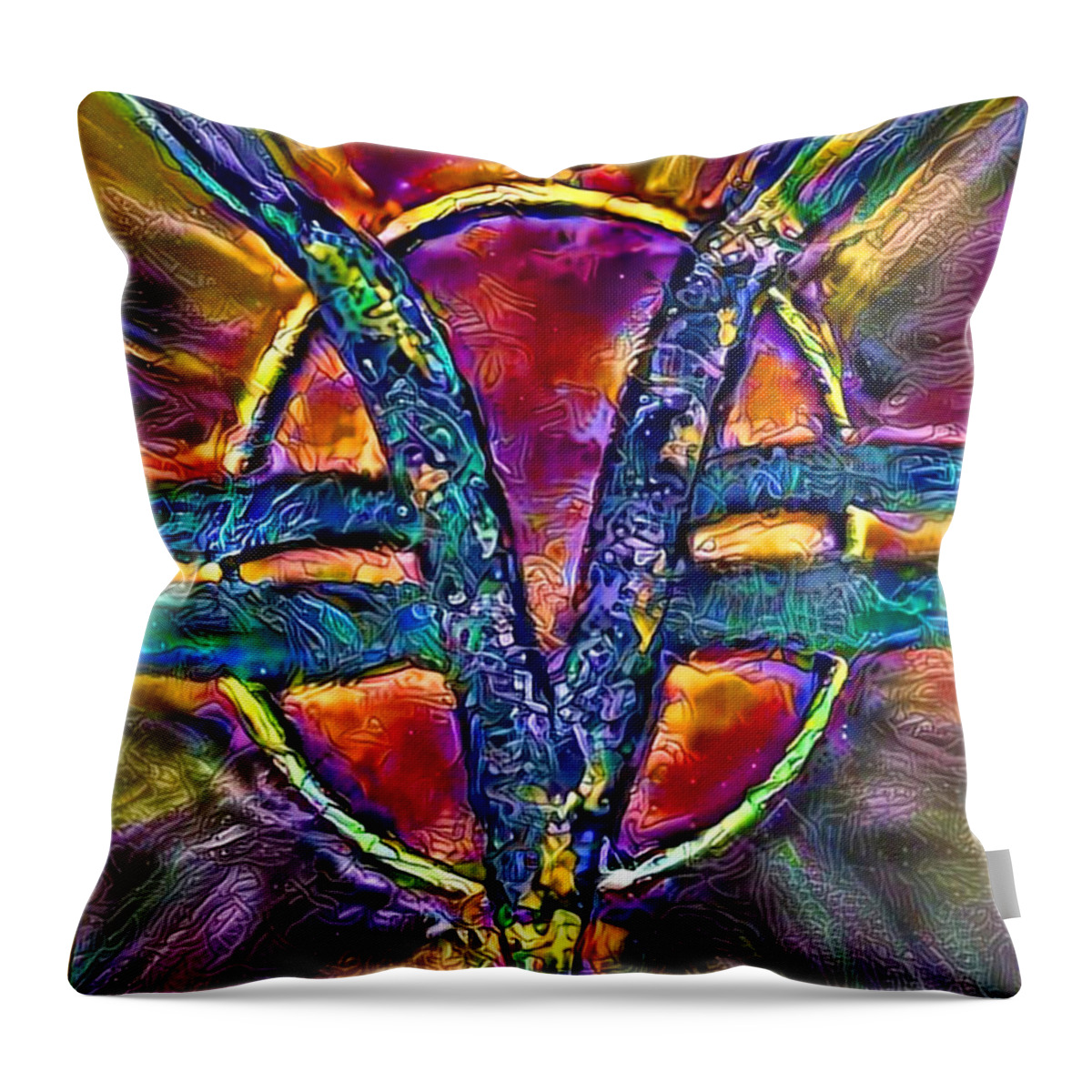 Janice Lohman Throw Pillow featuring the digital art Som Symbol - Multi 4a Light by Artistic Mystic
