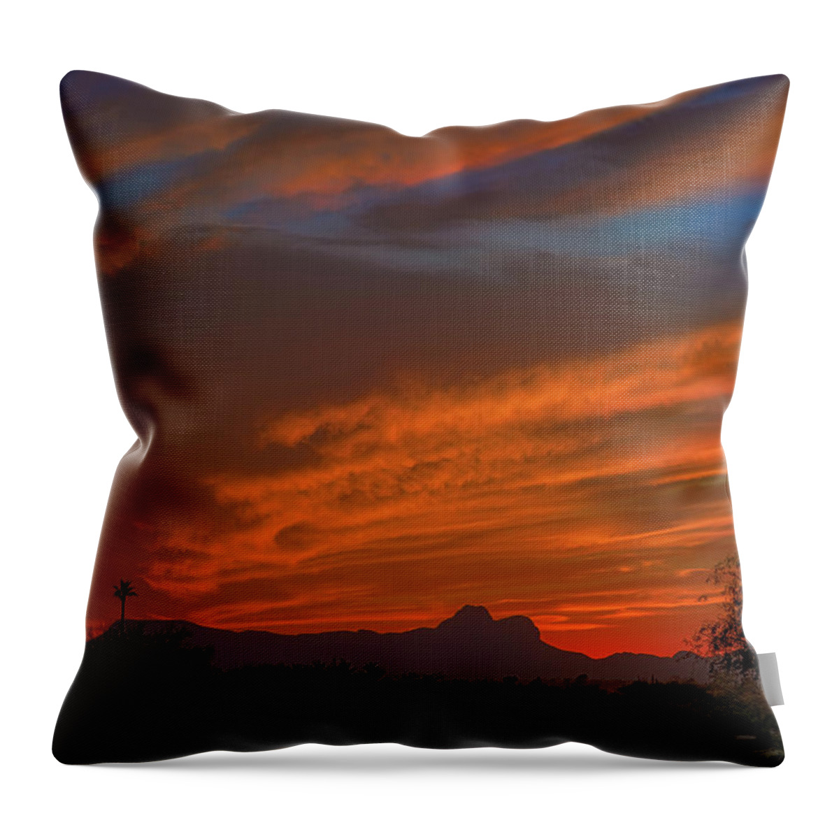 Arizona Throw Pillow featuring the photograph Sombrero Peaks Sunset h9 by Mark Myhaver