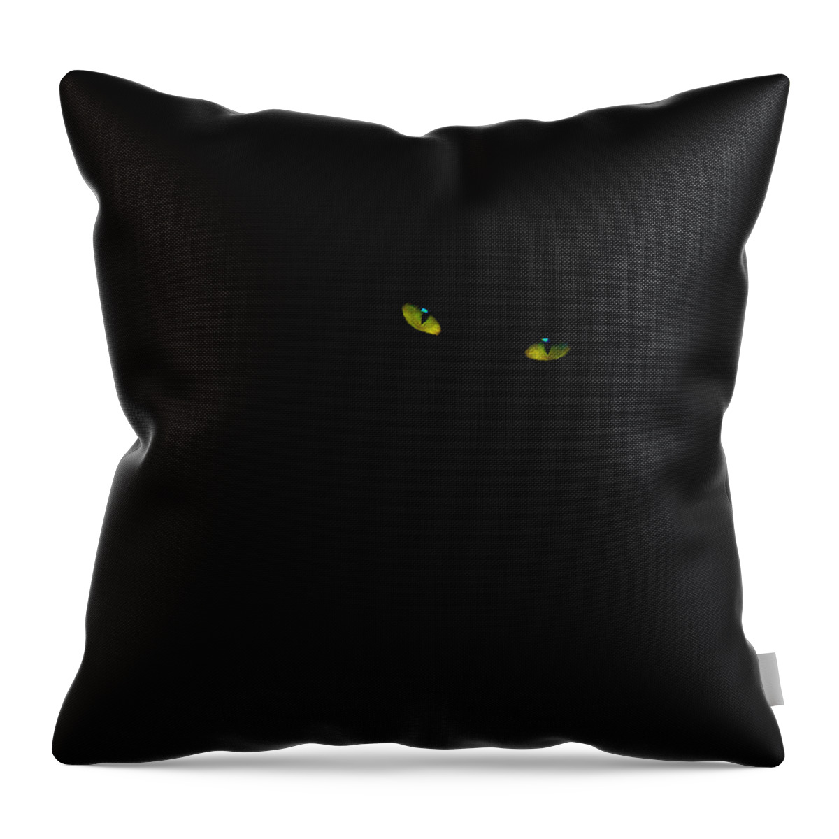 Green Cat Eyes Throw Pillow featuring the photograph Somebody's Watching You by Kami McKeon