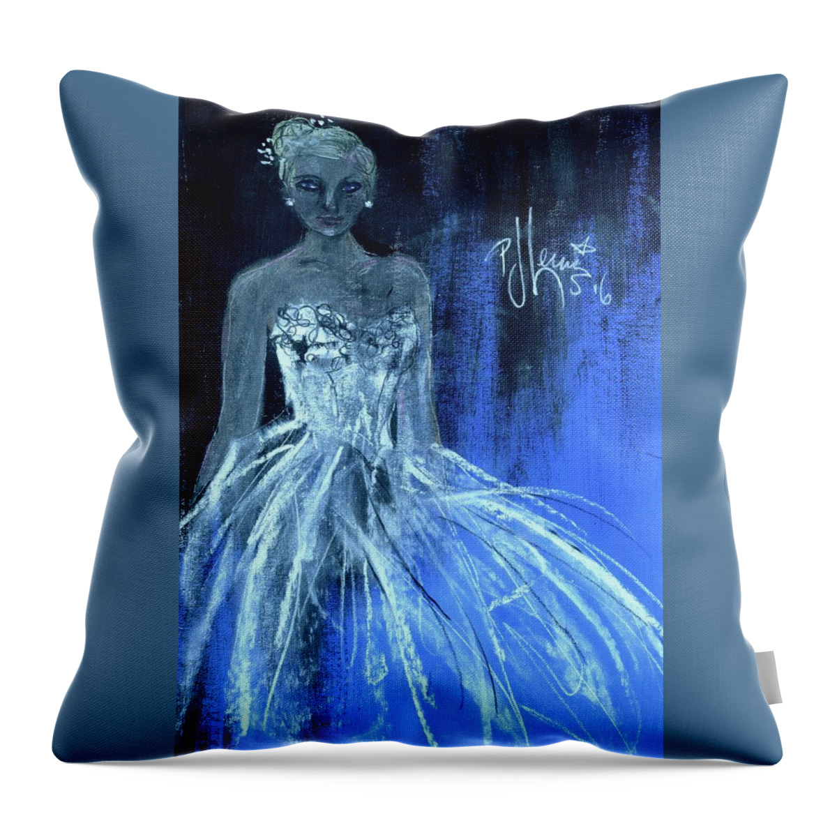 Fashion Throw Pillow featuring the painting Something Blue by PJ Lewis