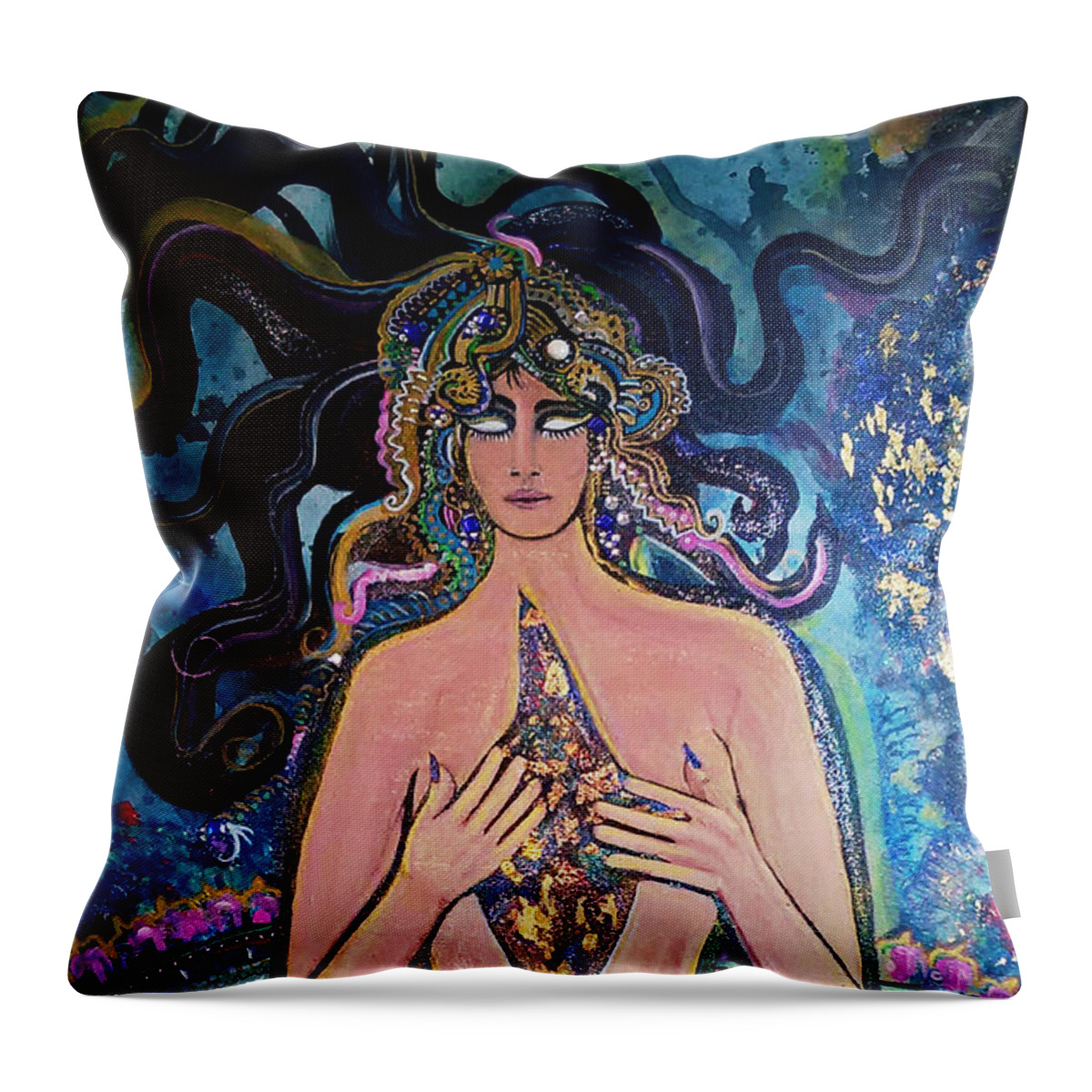 Oracle Throw Pillow featuring the painting Something Mystical by Tracy Mcdurmon