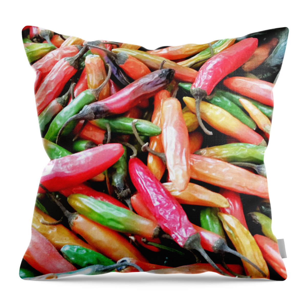 Chili Peppers Throw Pillow featuring the photograph Something's Burning In The Kitchen by Lara Ellis