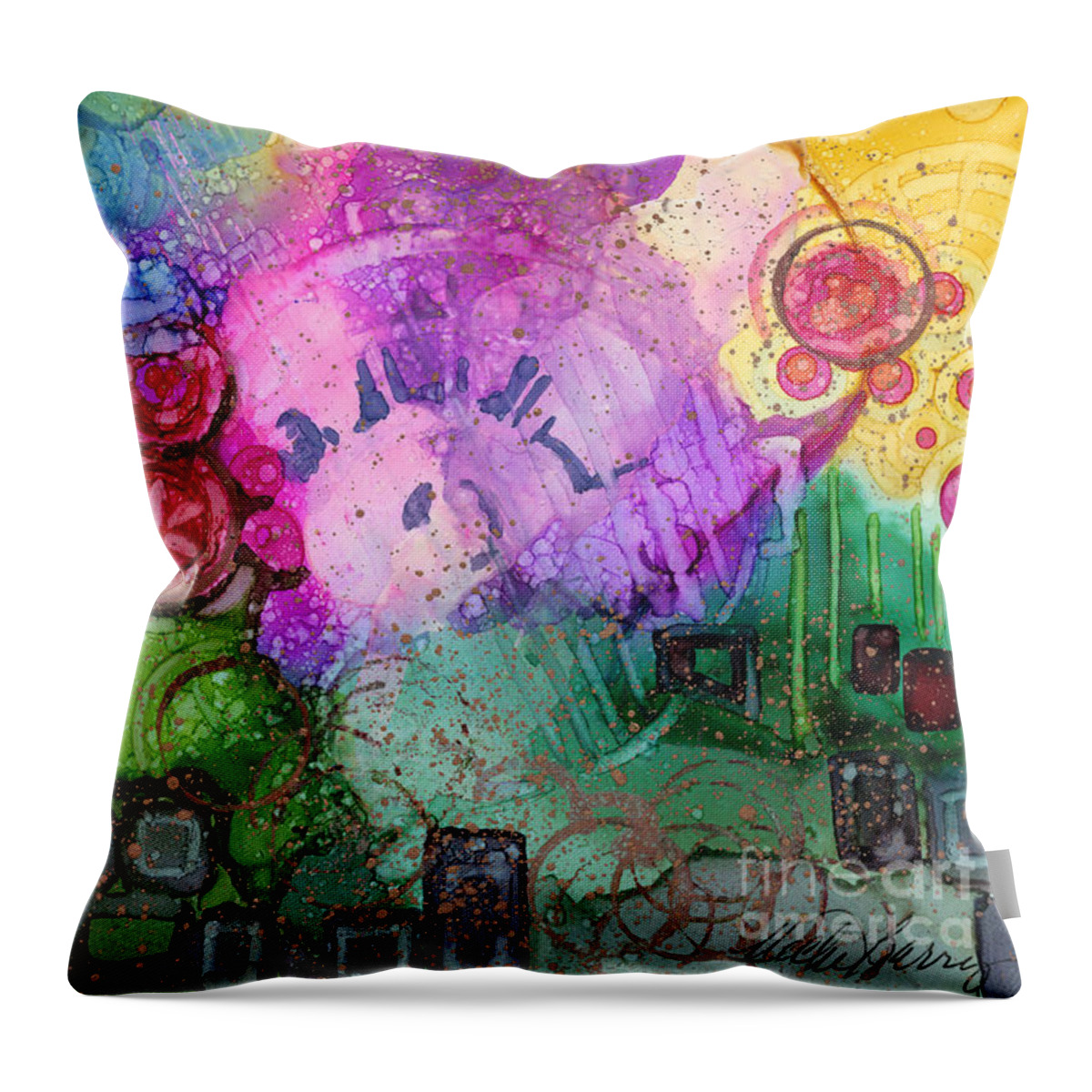 Alcohol Ink Throw Pillow featuring the painting Sometimes It's Confusing by Vicki Baun Barry