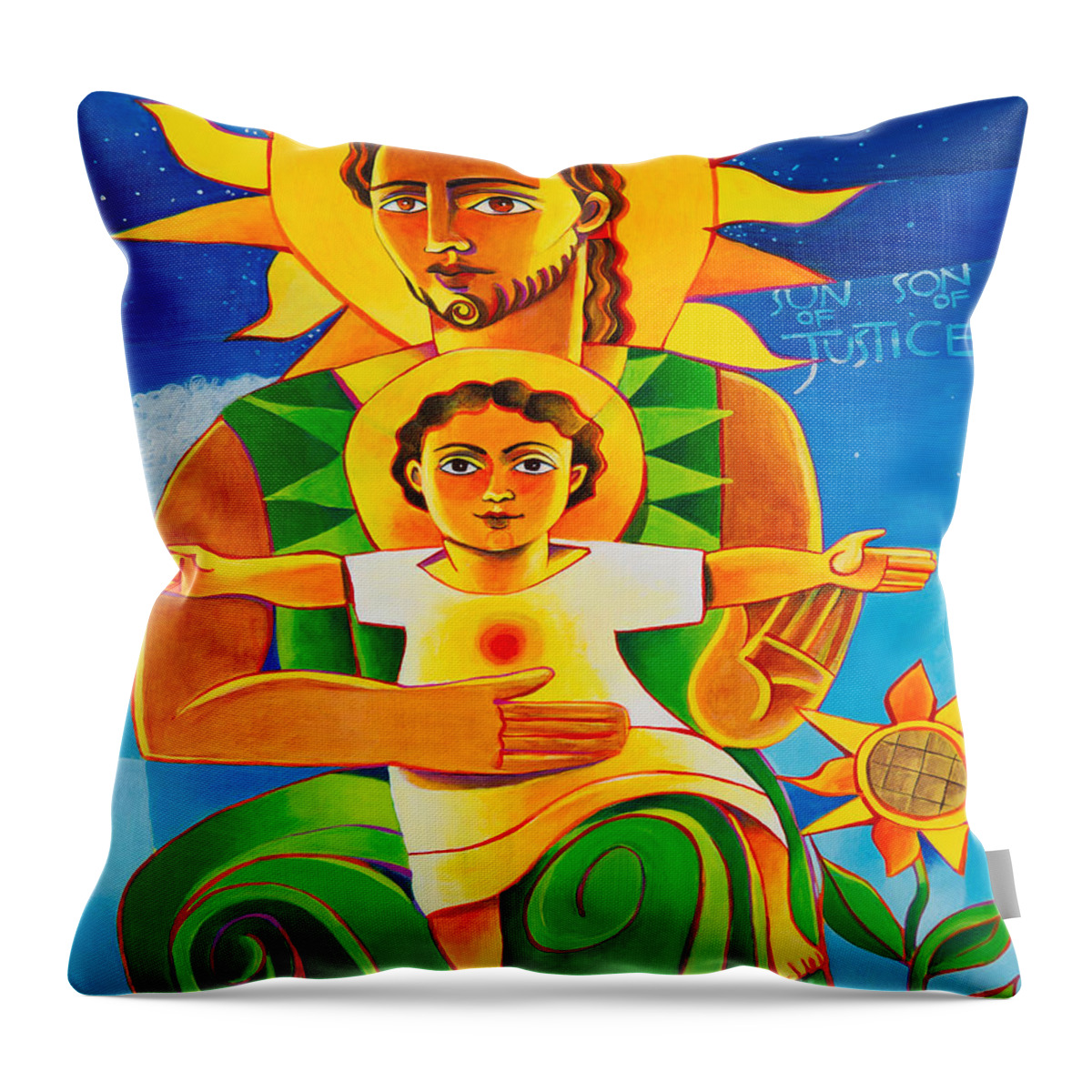Son Of Justice Throw Pillow featuring the painting Son of Justice - MMSJU by Br Mickey McGrath OSFS