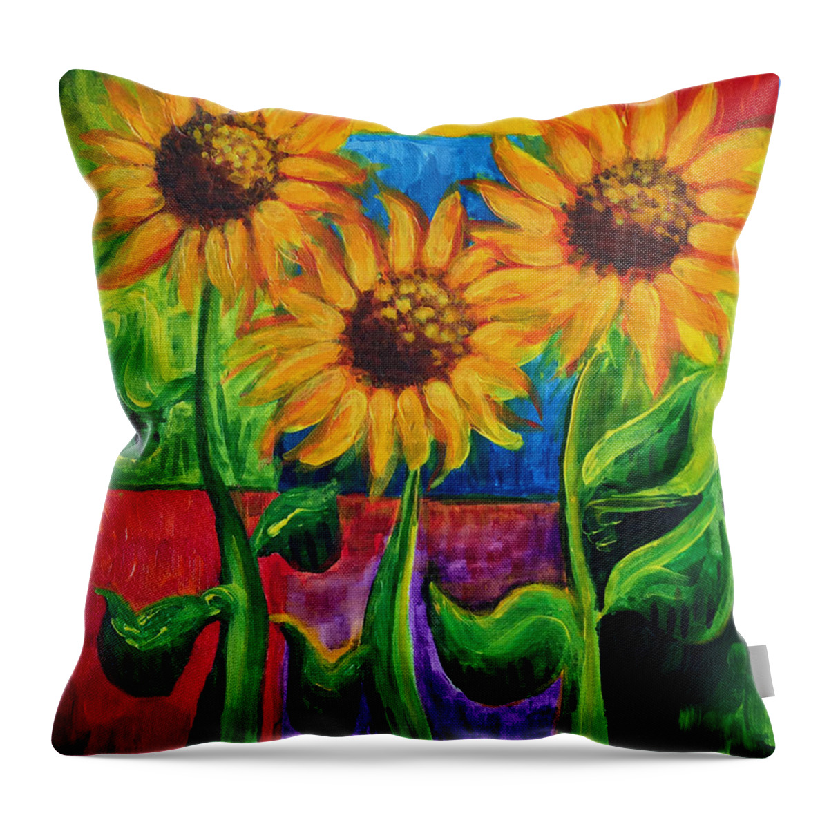 Giant Flowers Throw Pillow featuring the painting Sonflowers II by Holly Carmichael