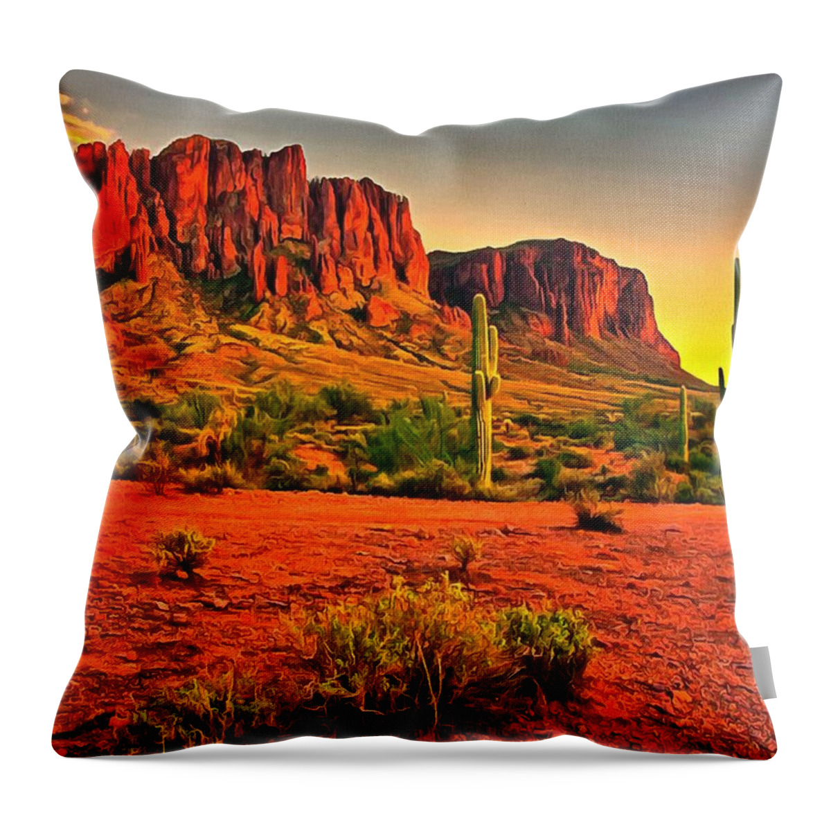Landscape Throw Pillow featuring the digital art Sonoran Desert by Charmaine Zoe