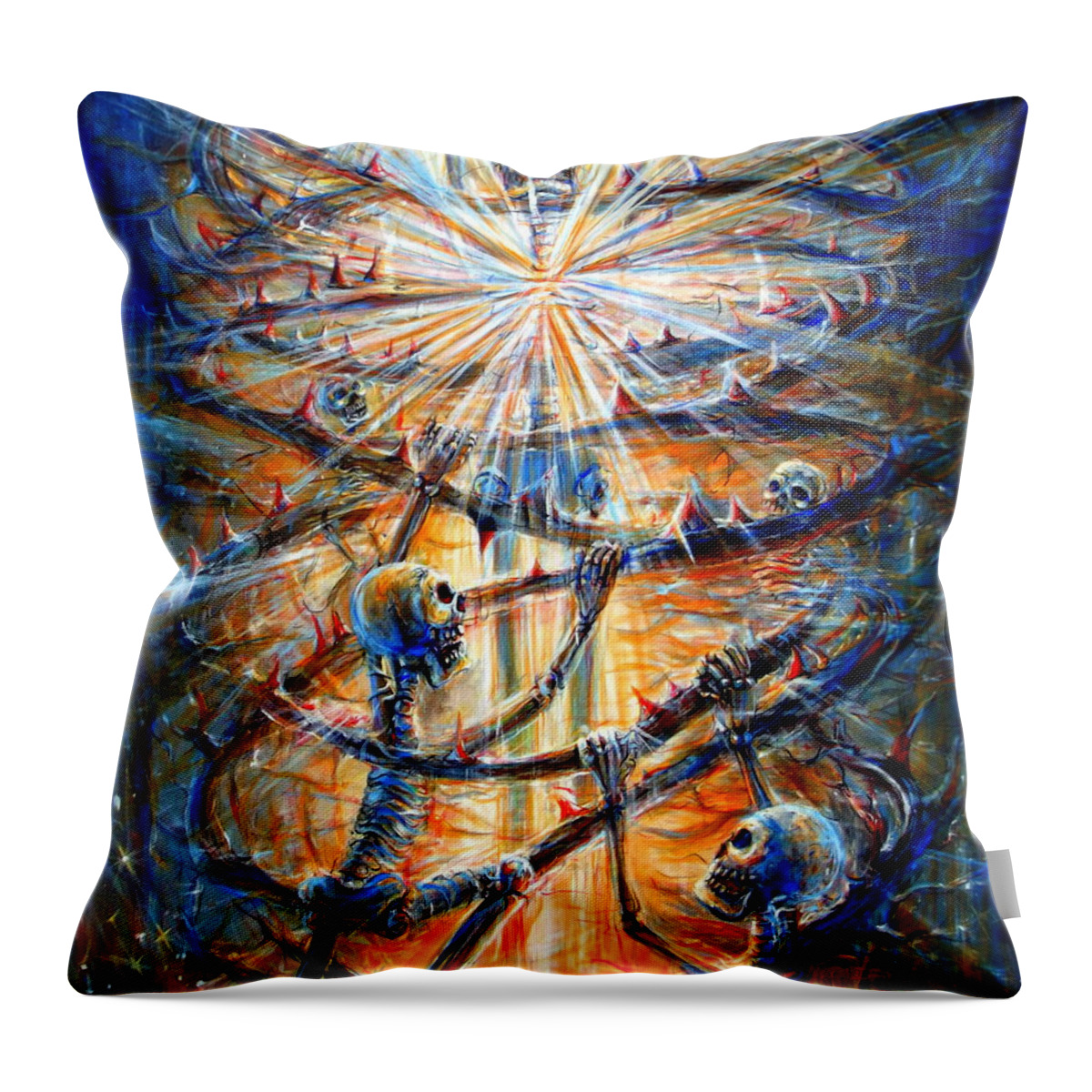 Skeletons Throw Pillow featuring the painting Soul Evolution by Heather Calderon