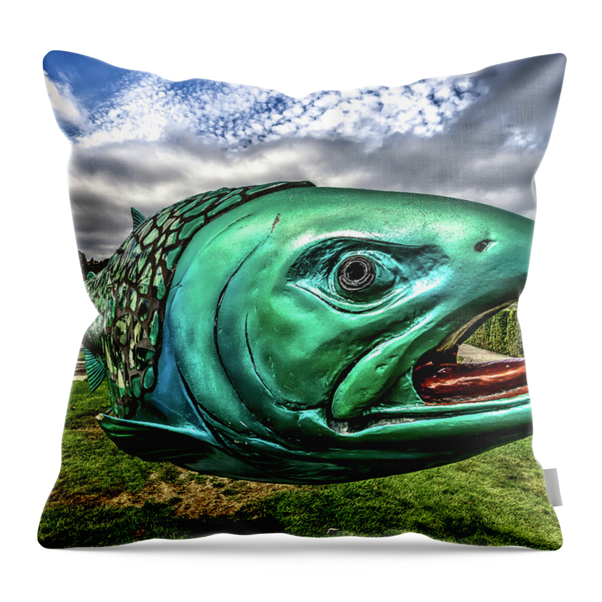 The Throw Pillow featuring the photograph Soul Salmon in HDR by Rob Green