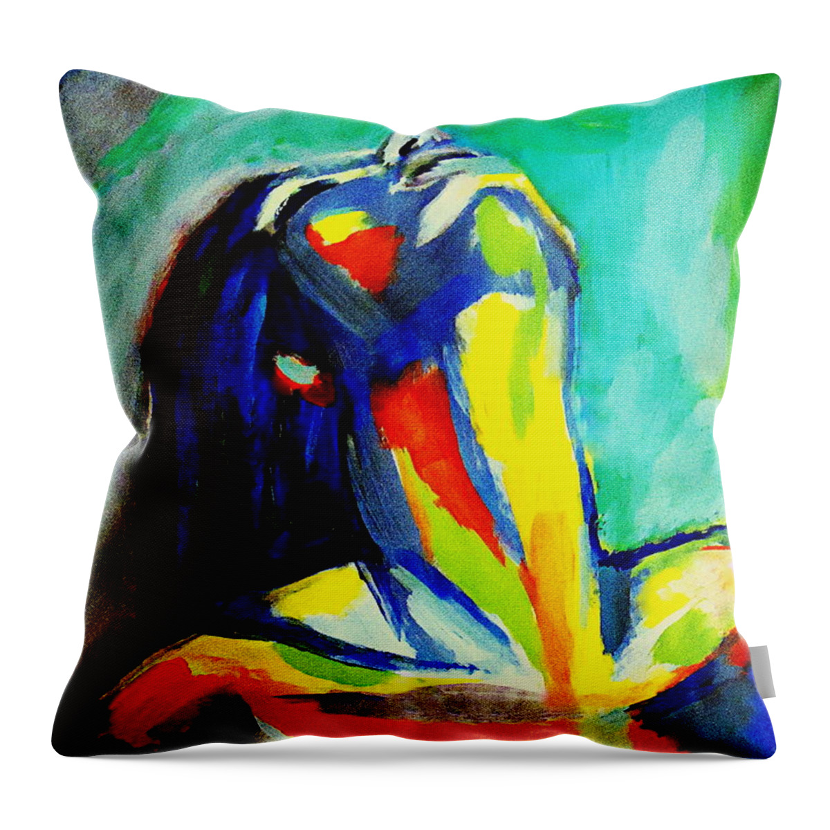 Abstract Portrait Throw Pillow featuring the painting Soulful by Helena Wierzbicki