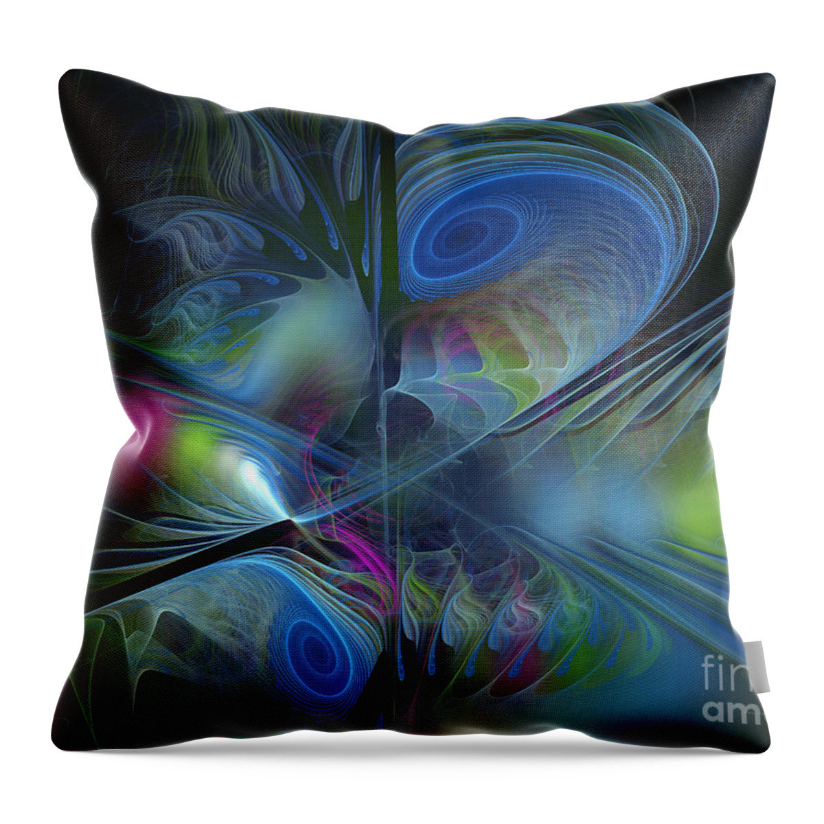 Abstract Throw Pillow featuring the digital art Sound and Smoke by Karin Kuhlmann