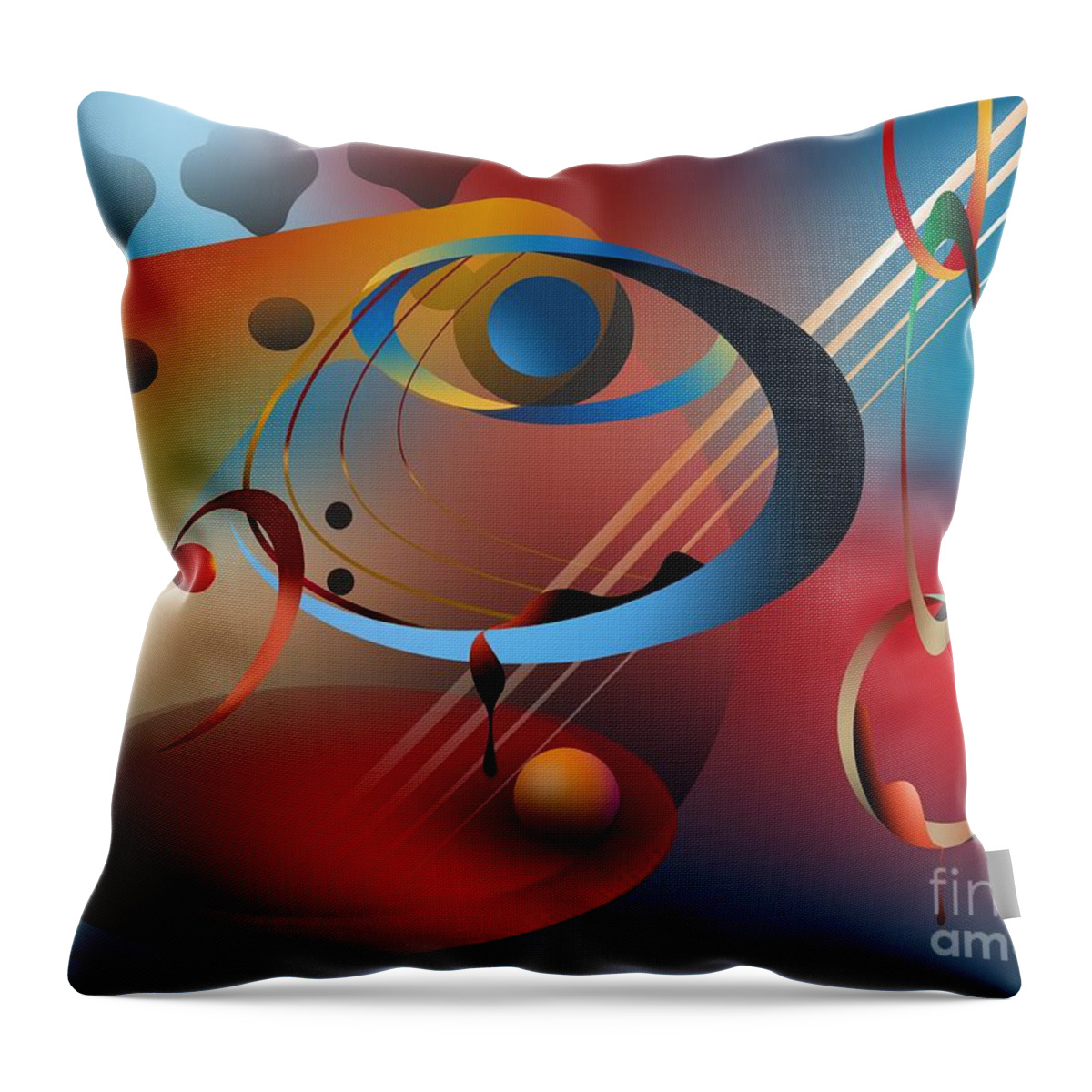 Sound Throw Pillow featuring the digital art Sound Of Bass Guitar by Leo Symon