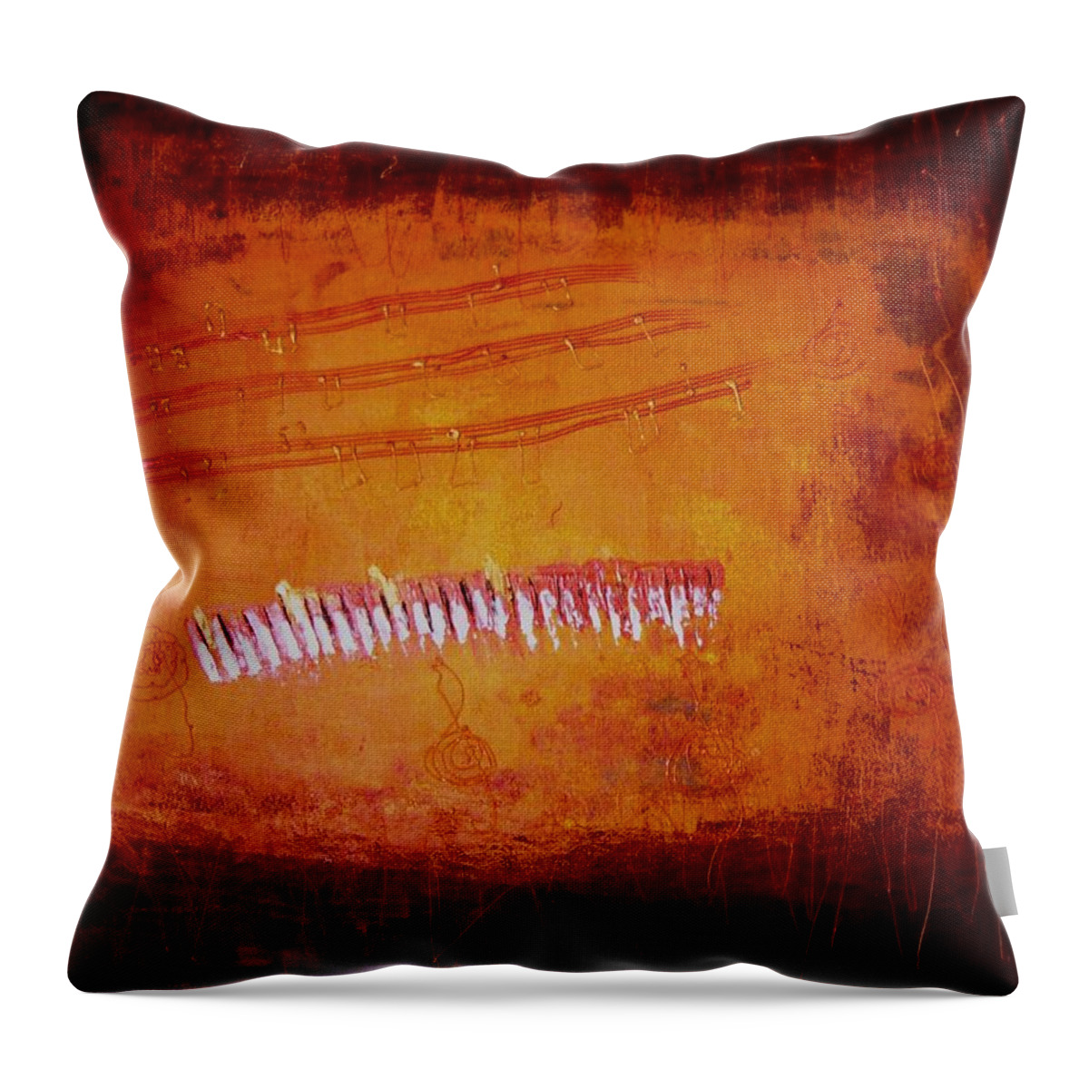 Abstract Throw Pillow featuring the painting Sound of Music by Piety Dsilva