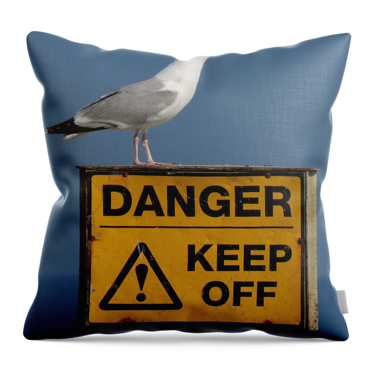 Gull Throw Pillow featuring the photograph Sounding The Alarm by John Topman