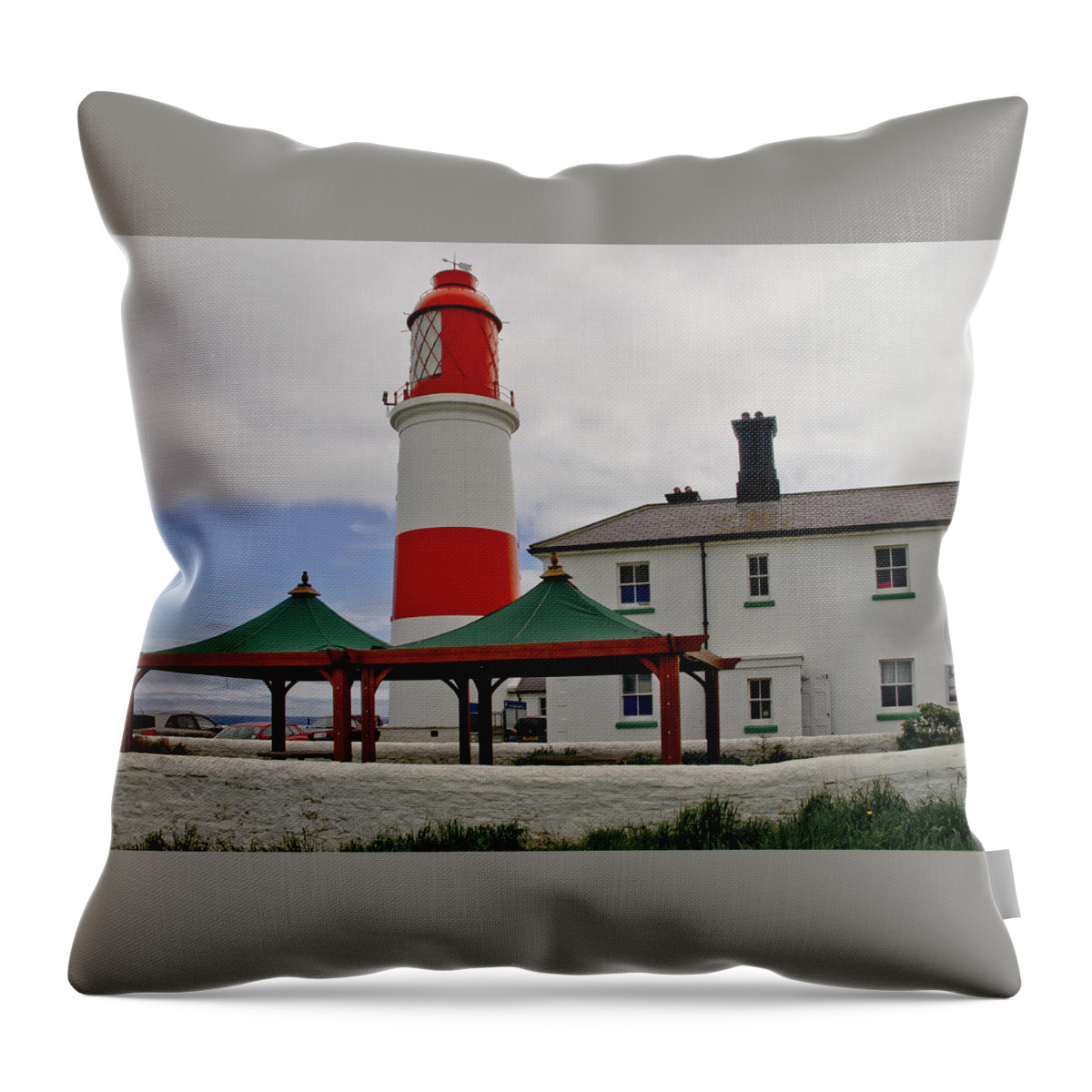 Lighthouse Throw Pillow featuring the photograph Souter from Marsden. by Elena Perelman