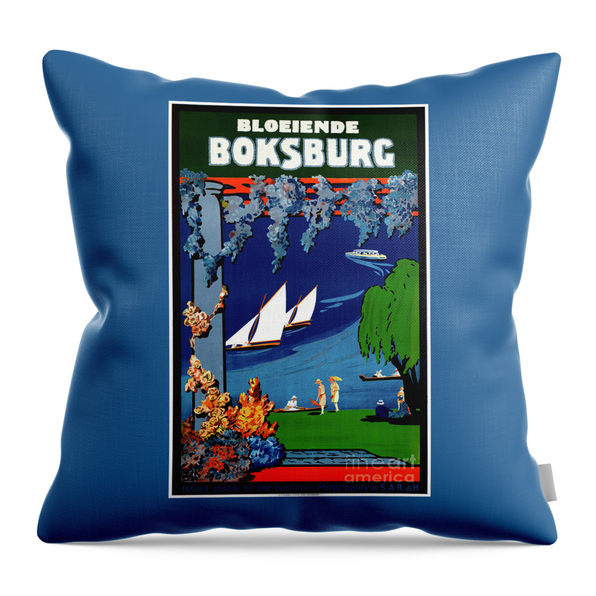 Vintage Throw Pillow featuring the mixed media South Africa Boksburg Vintage Travel Poster by Vintage Treasure