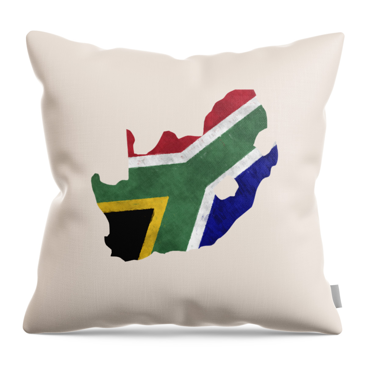 Africa Throw Pillow featuring the digital art South Africa Map Art with Flag Design by World Art Prints And Designs