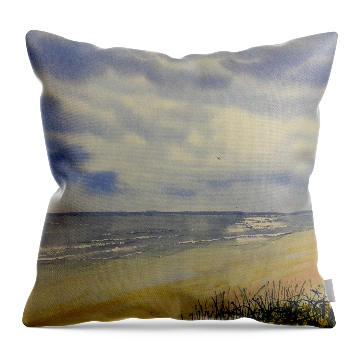 Glenn Marshall Artist Throw Pillow featuring the painting South Beach from the Dunes by Glenn Marshall