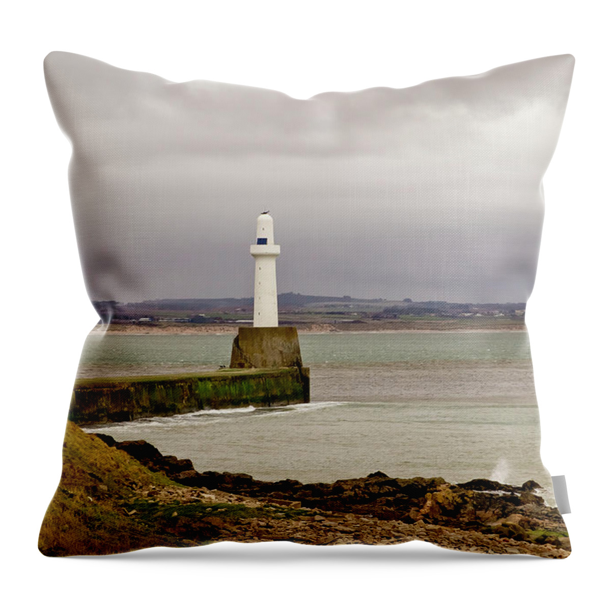 Aberdeen Throw Pillow featuring the photograph South Breakwater Lighthouse. Aberdeen. by Elena Perelman
