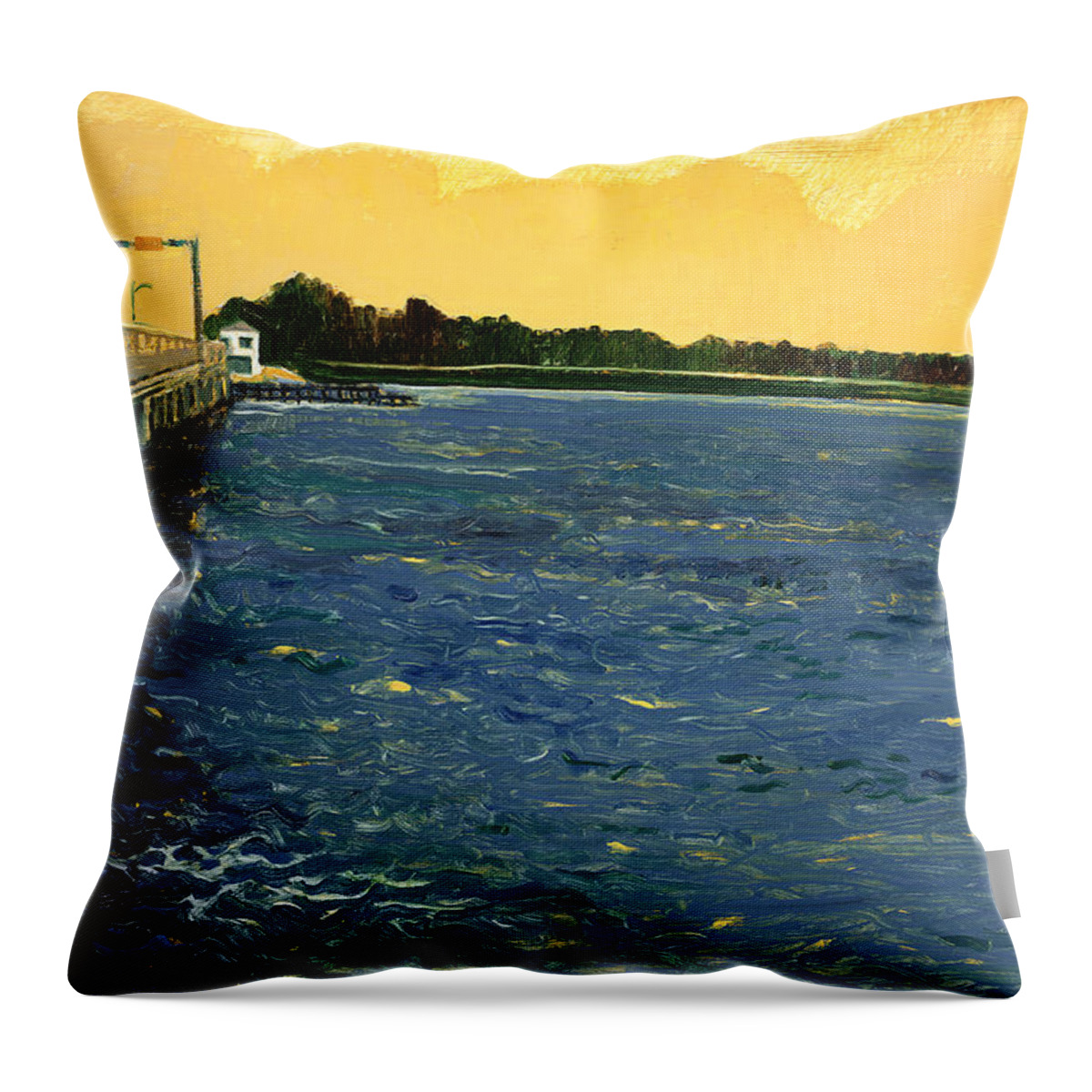 Landscape Throw Pillow featuring the painting South Bridge by Thomas Tribby