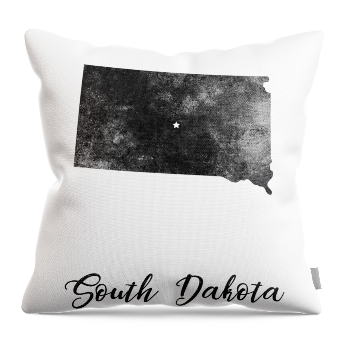 South Dakota Throw Pillow featuring the mixed media South Dakota State Map Art - Grunge Silhouette by Studio Grafiikka