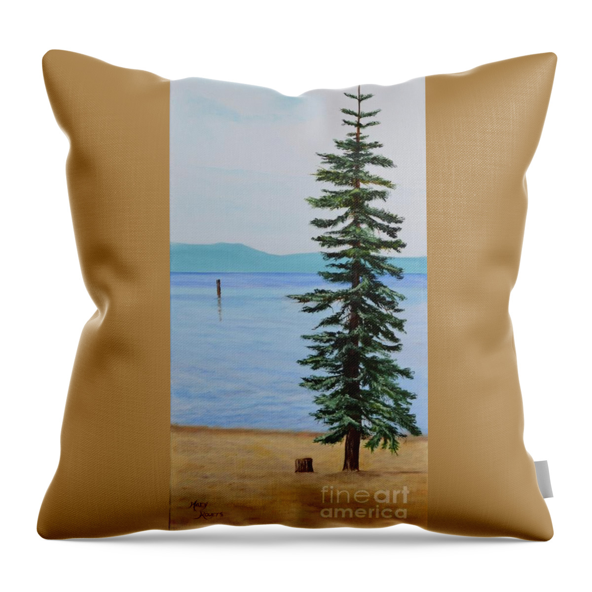 California Throw Pillow featuring the painting South Lake Tahoe by Mary Rogers
