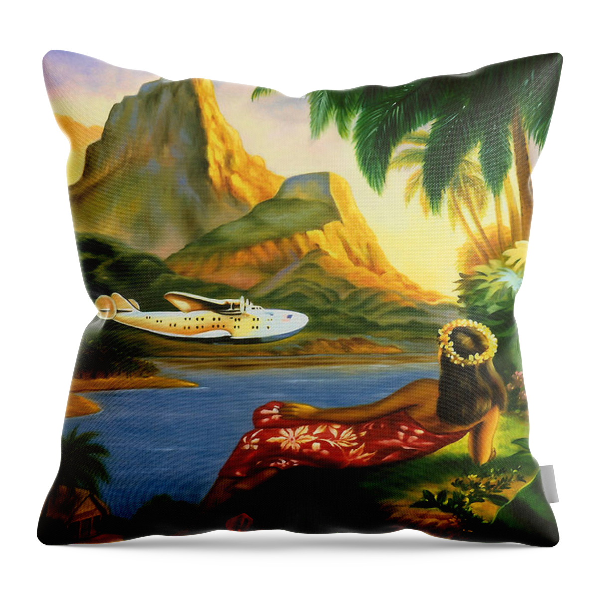 Background Throw Pillow featuring the digital art South Sea Isles by Georgia Clare