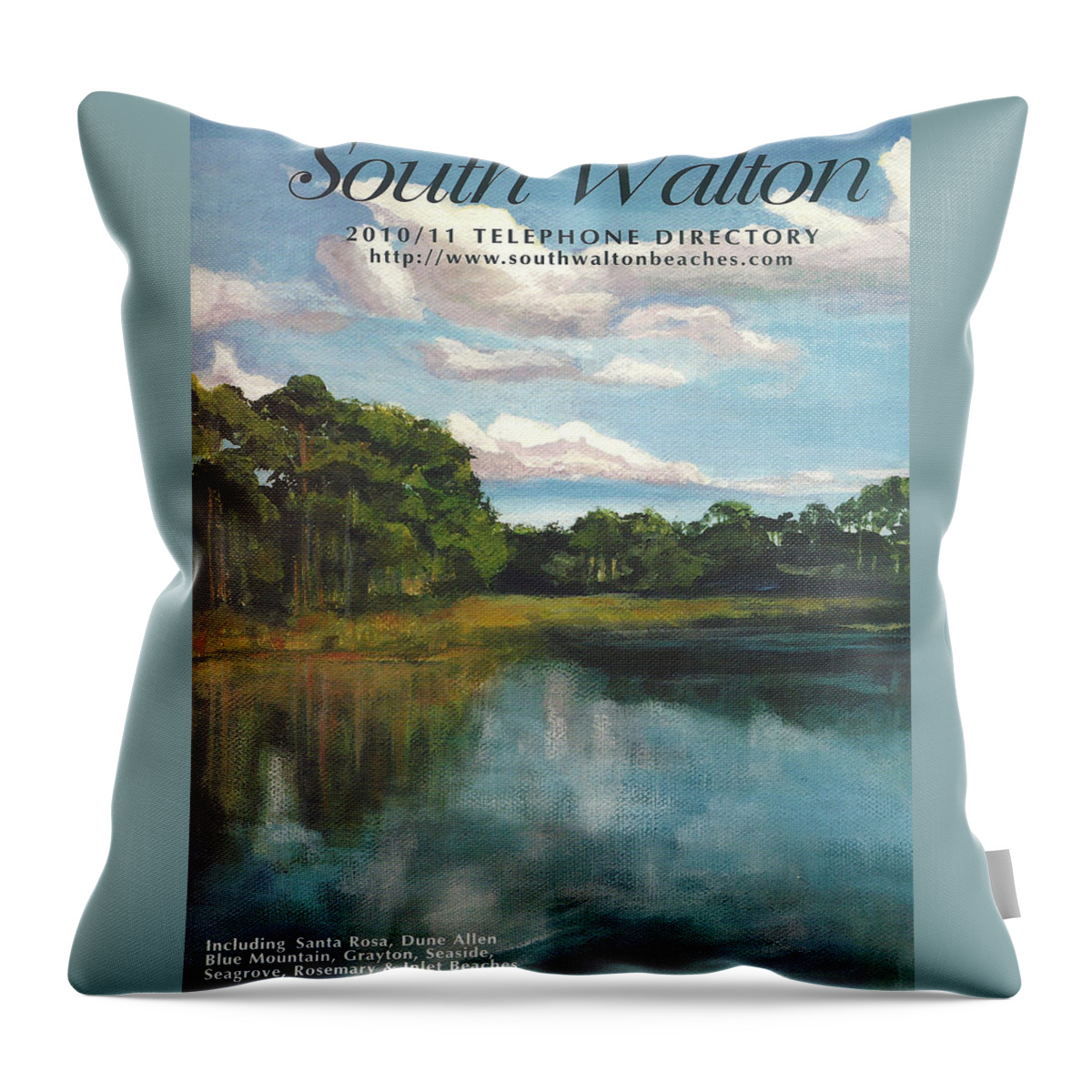 South Walton Telephone Directory Throw Pillow featuring the painting South Walton Telephone Directory Cover Art by Racquel Morgan