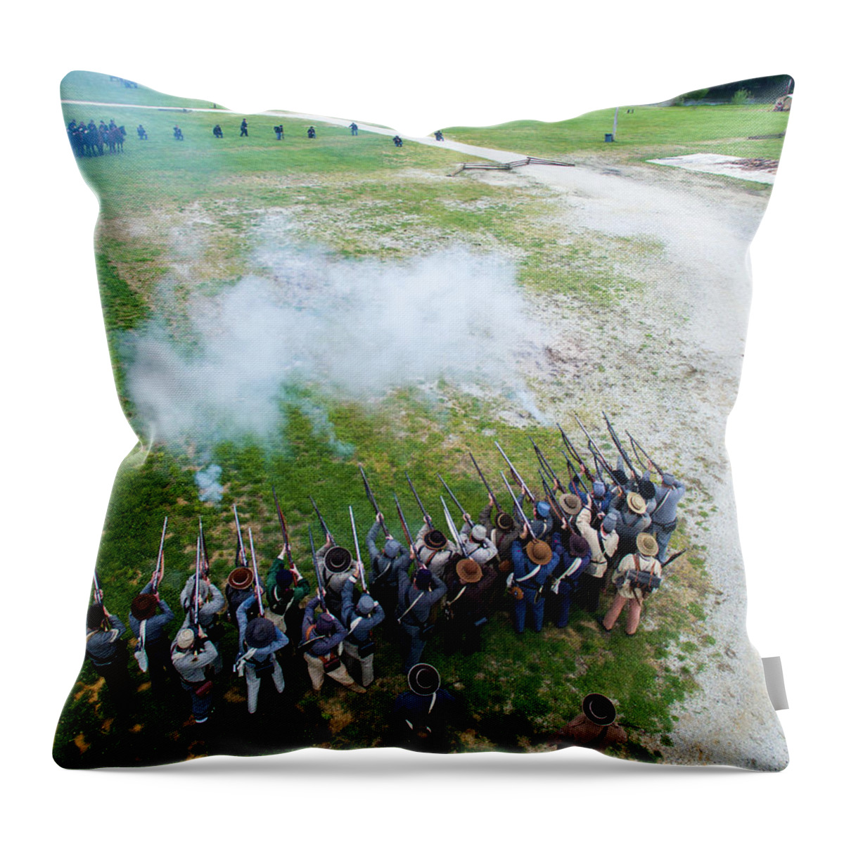 Cannon Throw Pillow featuring the photograph Southern Battle Line by Star City SkyCams