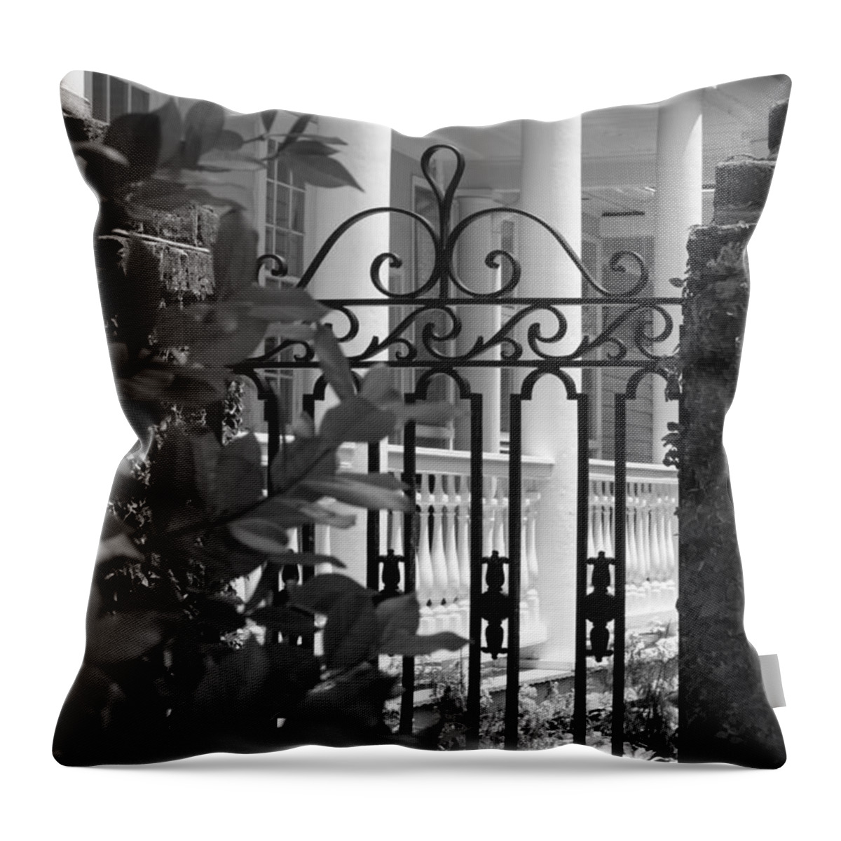 Black And White Throw Pillow featuring the photograph Southern Charm by Debbie Karnes