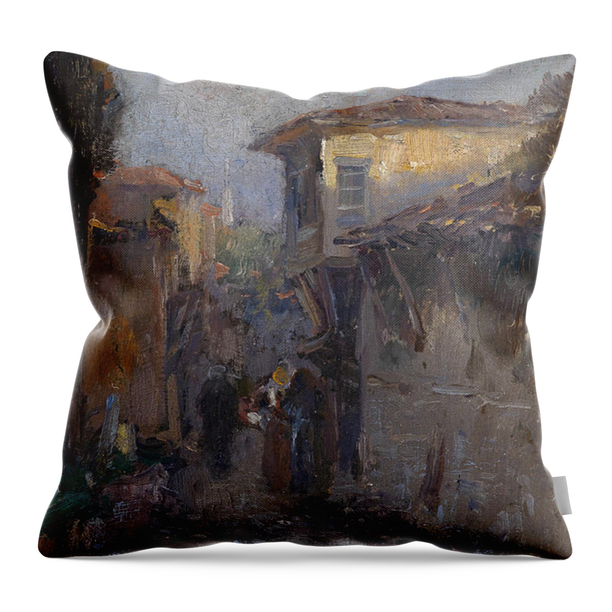 Lea Von Littrow Throw Pillow featuring the painting Southern village road by Lea von Littrow