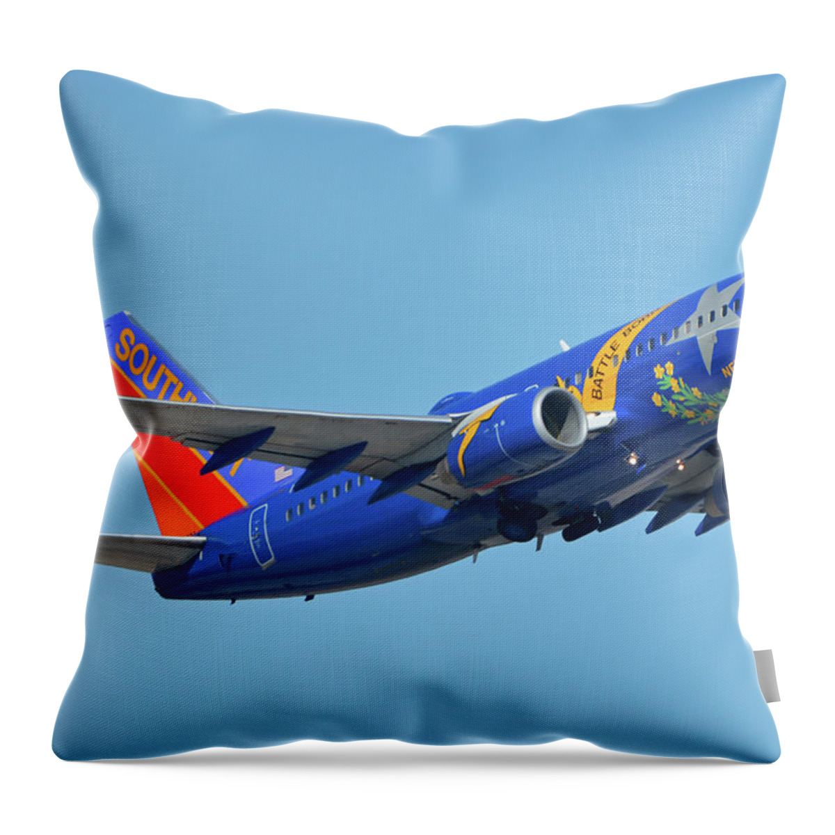 Airplane Throw Pillow featuring the photograph Southwest Boeing 737-7H4 N727SW Nevada One Phoenix Sky Harbor October 14 2017 by Brian Lockett