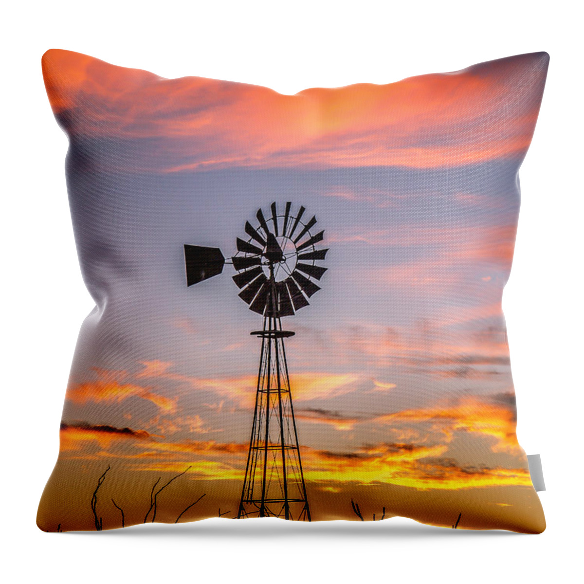 Desert Throw Pillow featuring the photograph Southwest Windmill by Robert Bales