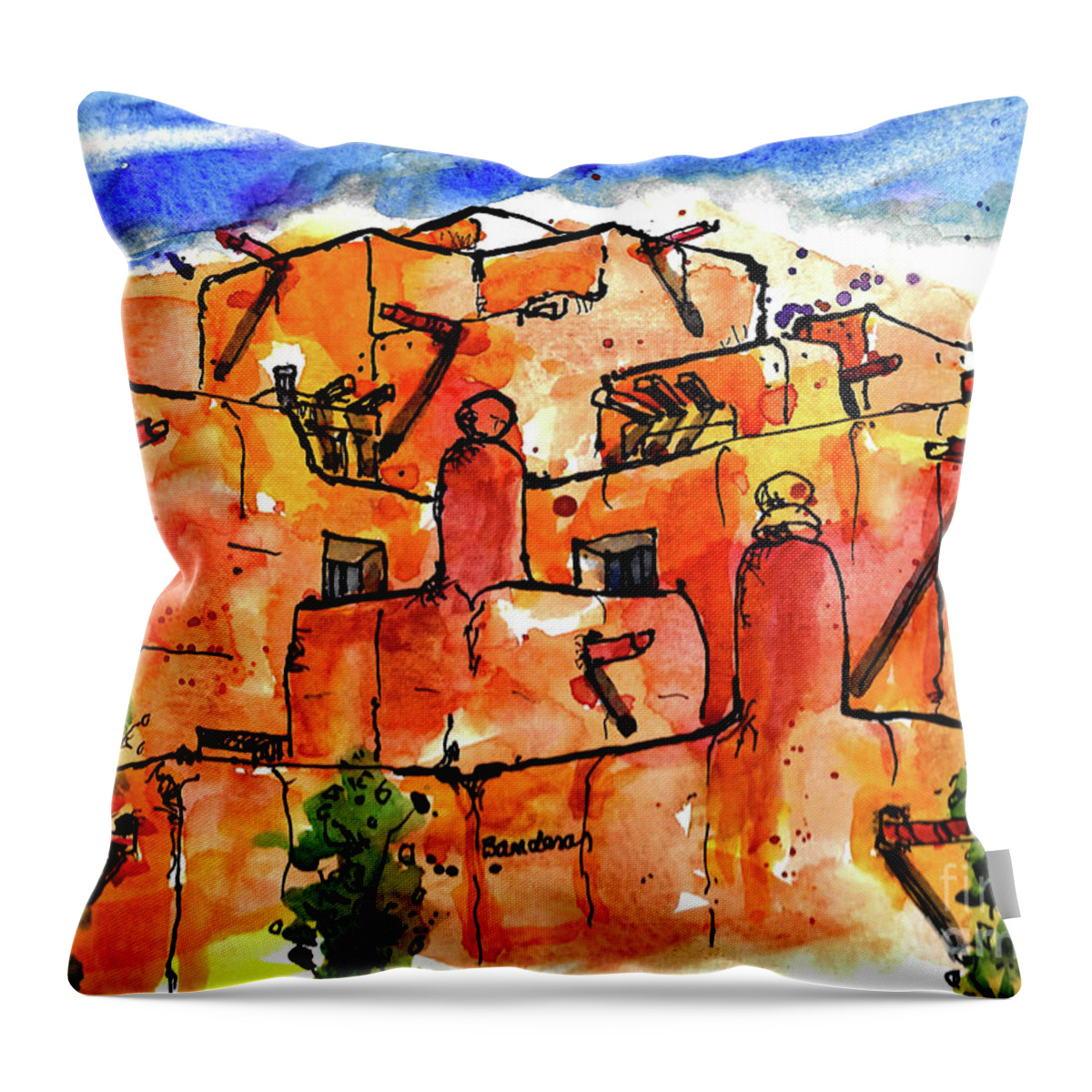 Southwest Throw Pillow featuring the painting Southwestern Architecture by Terry Banderas