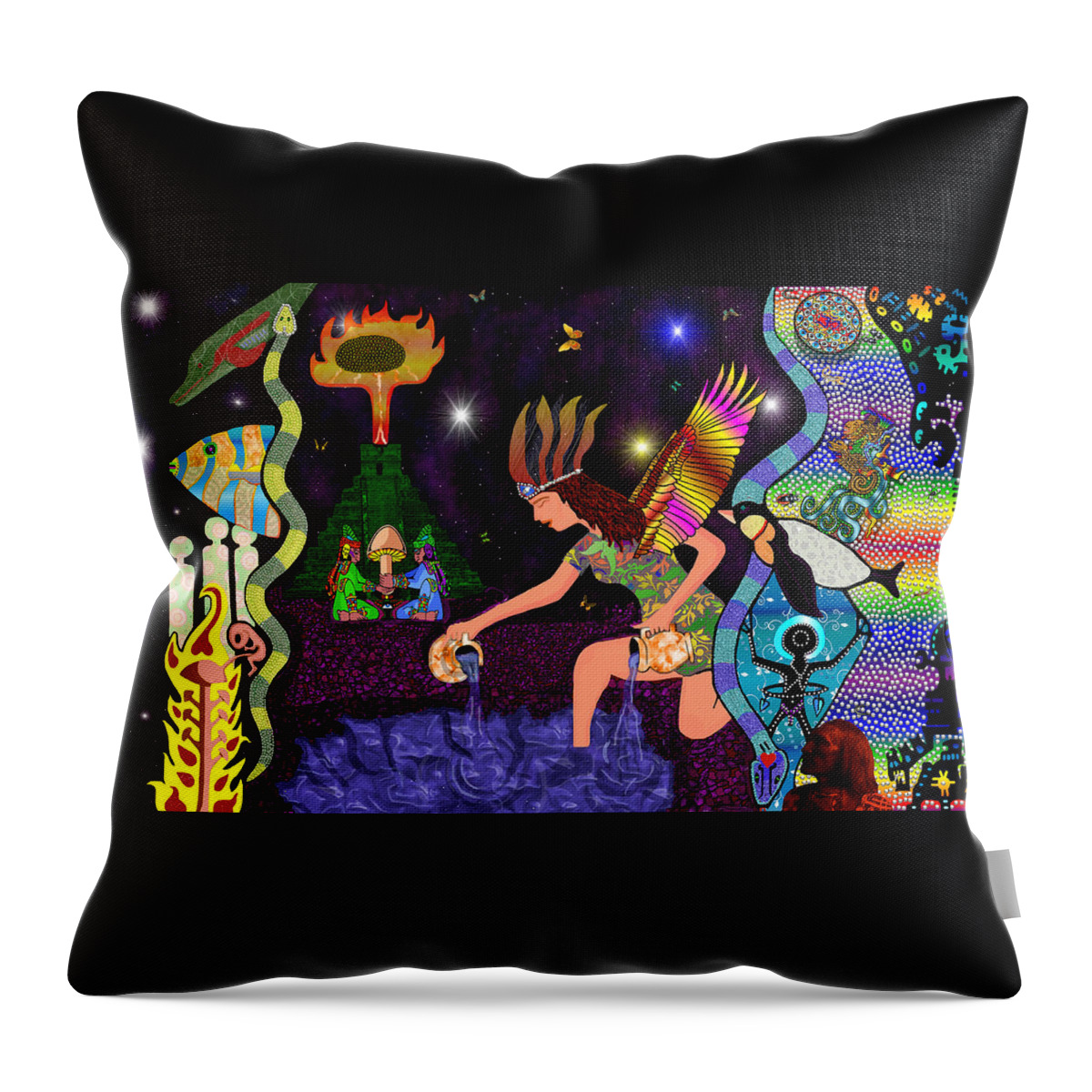 Dreamtime Throw Pillow featuring the digital art Space between Stars by Myztico Campo