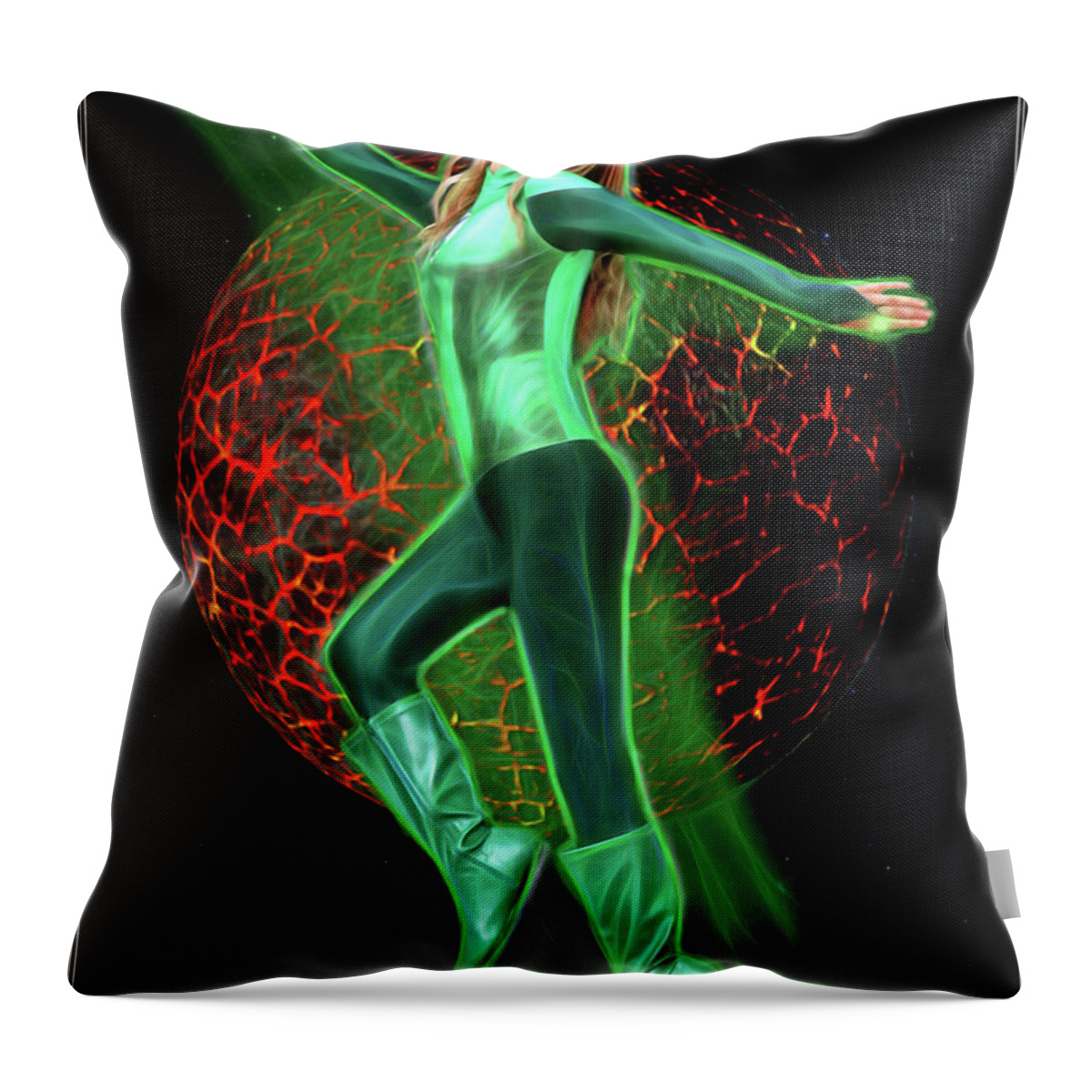Green Throw Pillow featuring the photograph Space Frolic by Jon Volden