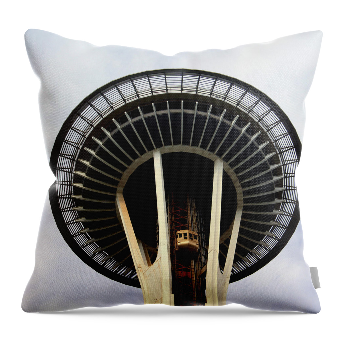 Space Needle Throw Pillow featuring the photograph Space Needle- by Linda Woods by Linda Woods