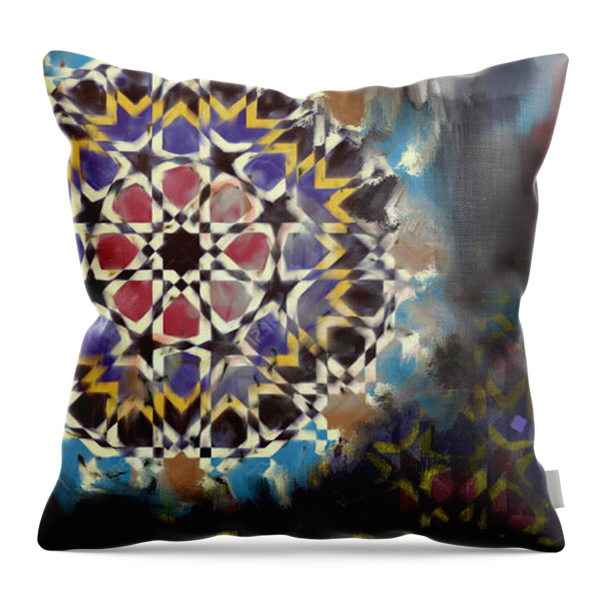Motif Throw Pillow featuring the painting Spanish 167 2 by Mawra Tahreem