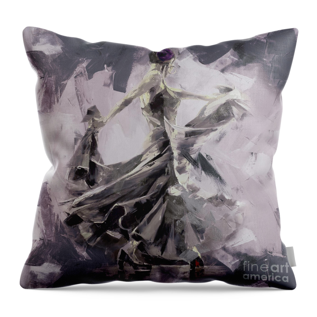 Jazz Throw Pillow featuring the painting Spanish Dance Painting 03 by Gull G