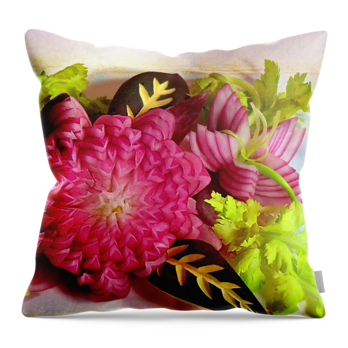  Throw Pillow featuring the photograph Spanish Flowers by John Poon