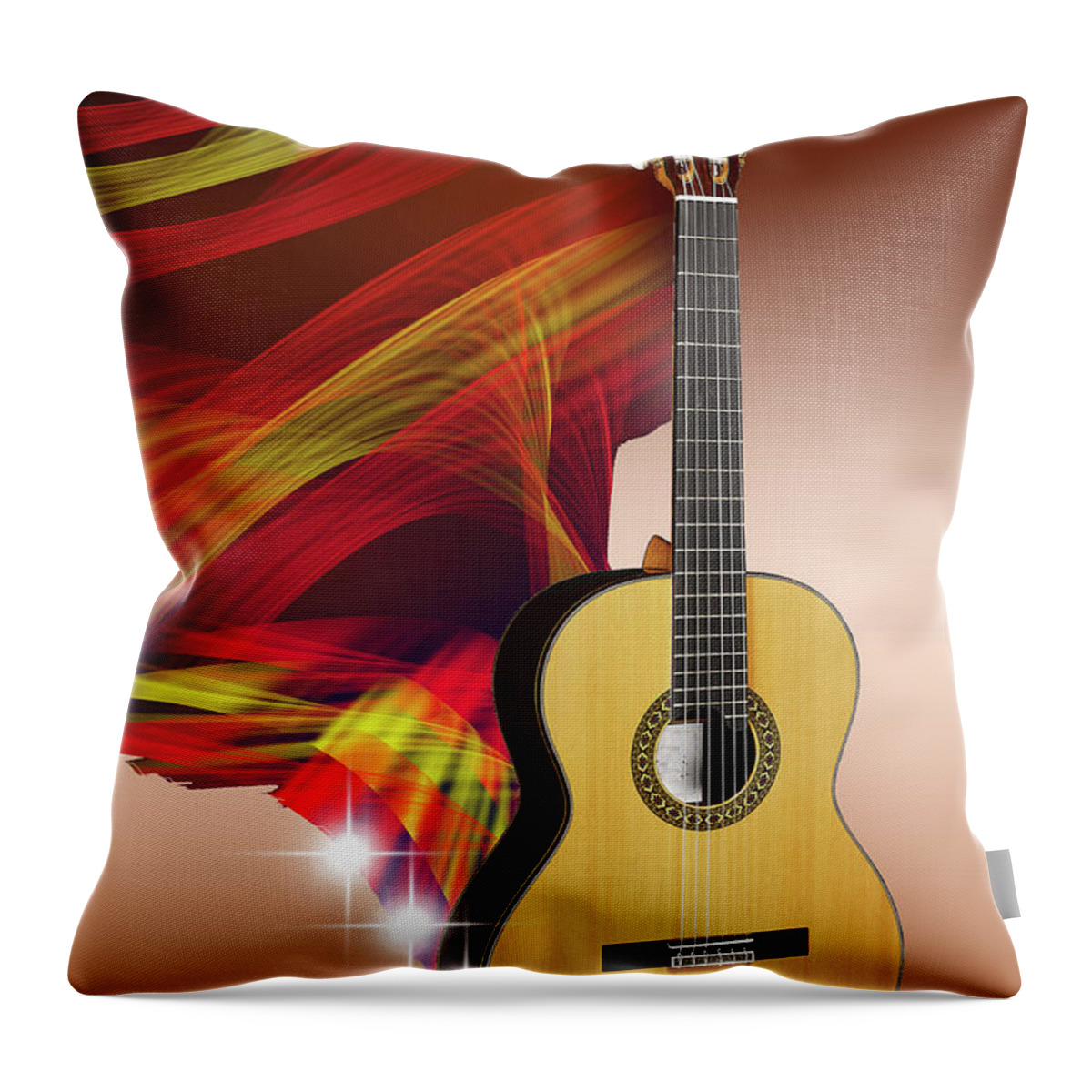 Digital Art Throw Pillow featuring the digital art Spanish guitar by Angel Jesus De la Fuente