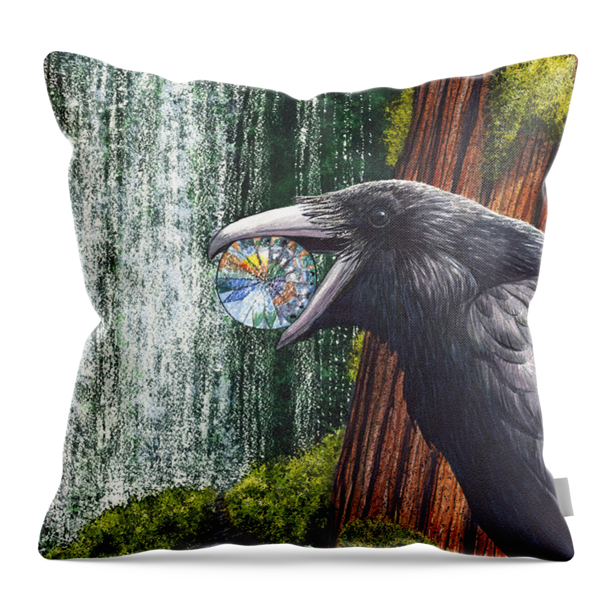 Raven Throw Pillow featuring the painting Sparkle by Catherine G McElroy