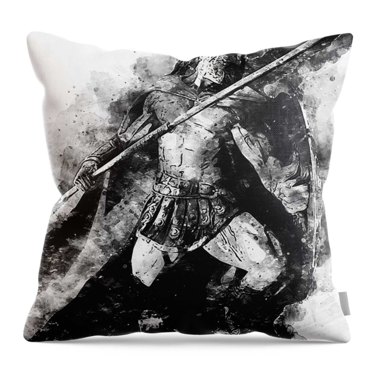 Spartan Warrior Throw Pillow featuring the painting Spartan Hoplite - 21 by AM FineArtPrints