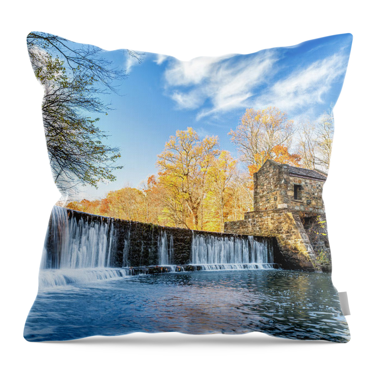 Afternoon Throw Pillow featuring the photograph Speedwell dam waterfall by Mihai Andritoiu