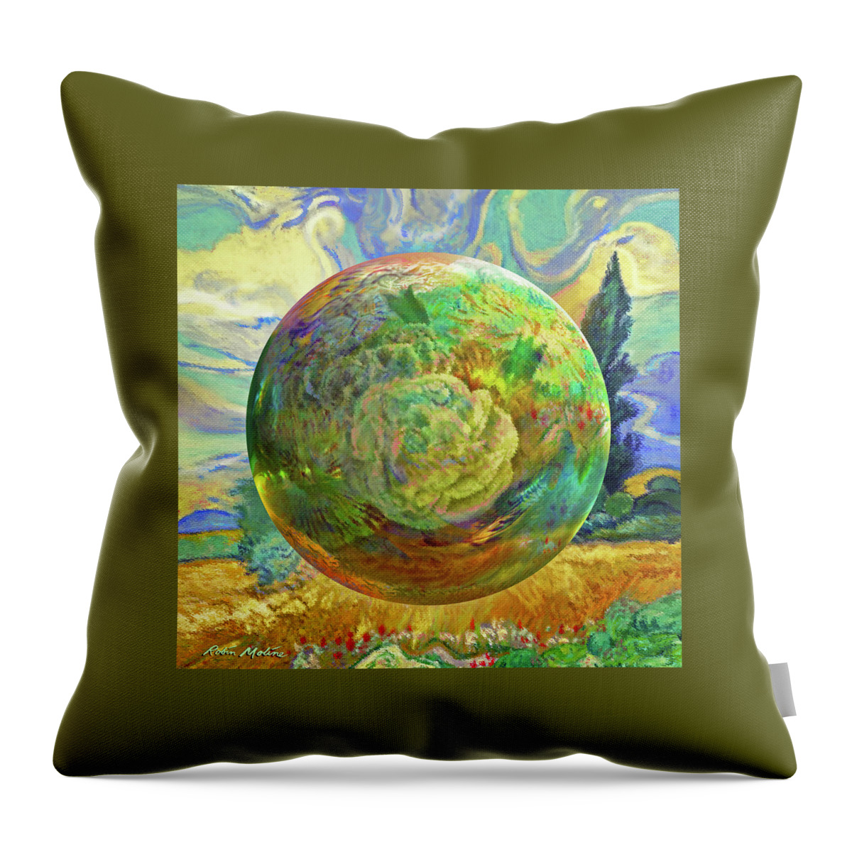 Succulents Throw Pillow featuring the digital art Sphering of Succulents by Robin Moline